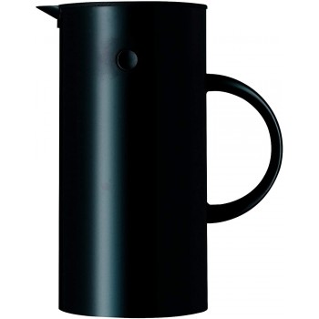 Stelton Isolierkanne EM77 Doppelwandige Isolierkanne für heiße kalte Getränke Tee- & Kaffeekanne mit Glaseinsatz Magnetverschluss Schraubdeckel Vintage-Design 0,5 Liter Schwarz - B000G6NGN6B
