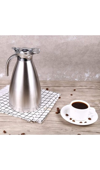 Thermokaraffe 1,5L 2L Edelstahl Kaffee Teekanne Doppelwandige Isolierkanne Wärmflasche für Kaffee Tee Heißgetränke2L-Silber - B09C8MRTF1B