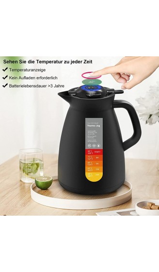 Thermoskanne 1.5L Kaffeekanne mit Temperaturanzeige Isolierkanne Edelstahl 304,Ideal als Vakuum Kaffeekanne oder als Teekanne für zu Hause oder im Büro - B09DKNKDCLO