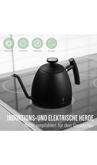 1.5L 50oz Handbrüh-Kaffeekessel mit Thermometer schwarzer Schwanenhals Wasserkocher Tropfbrühkaffee Kaffeekanne Teekanne mit 3-lagigem Edelstahlboden Wasserkessel für Induktions-Elektroherd - B0837JGLQSP