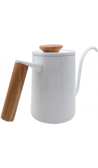 Dianoo Kaffeekessel Edelstahl-Kaffeekanne Teekessel Schwanenhals für Präzisionsgießen mit Holzgriff 600 ml Weiß - B07VX5X5Q73
