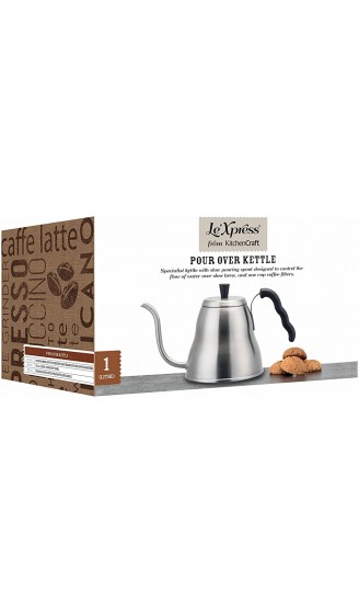 LE XPRESS KitchenCraft Edelstahl Pour-Over Kaffee Wasserkocher mit Langer Auslauf Silber 700 ml - B072MFNZNQP