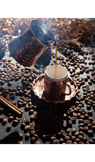 Orientalische Kupfer Kaffeekanne Mokkakanne Handgefertigte Kaffeekanne -Traditionelle Kaffeekocher- Türkischen Kaffee- Cezve- Ibrik- Ottoman design Metallgriff 2-3 Port. - B09SM3MKVBX
