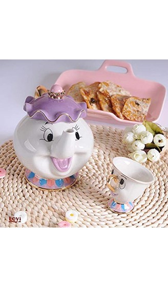 Cartoon Beauty and the Beast Teapot Mug Mrs Potts Chip Tea Pot Cup 2pcs One Set - B01CQ69IYON
