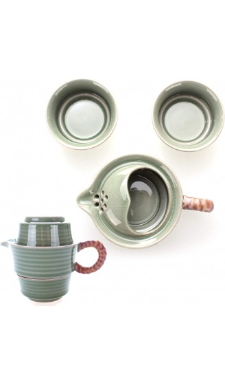 Chinesisches Tee-Set aus Seladon-Porzellan Reise Teeservice für zwei Personen - B00A9ZA3Y49