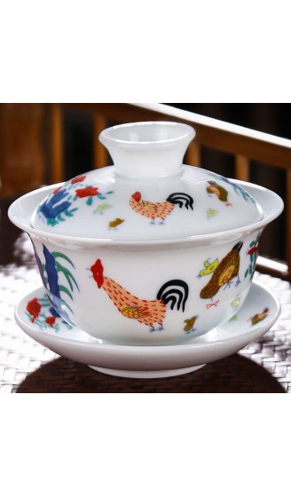 KANGDIA Teeset aus chinesischem Keramik Hühnermuster Gaiwan Kung-Fu-Teeset Tee-Zeremonie 180 ml - B09W5RC21BK