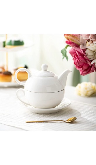 MALACASA Serie Sweet.Time Porzellan Teeservice Teeset 4 teilig Set Teekanne mit Tasse und Untersetzer Teekannen & Kaffekannen - B01LXKRFT5T