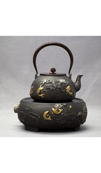 Vergoldeter unbeschichteter Gusseisenkessel handgefertigtes elektrisches Keramik-Kung-Fu-Teeset B3 aus Gusseisen. - B09683XL7P9