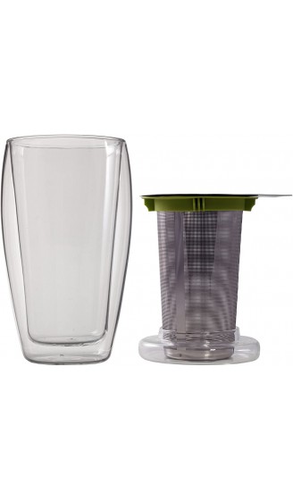 AKTION: 2er-Set 400ml doppelwandige Teegläser mit Filter und Glasdeckel 4go Thermoglas mit Schwebe-Effekt ideal fürs Büro unterwegs oder als Geschenk,"Tea4go" von Feelino - B00YSXBH4SP