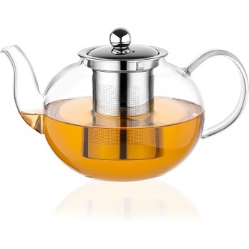Amisglass Teekanne Glas mit Sieb 1300ML Große Glaskanne für Tee Glas Teebereiter mit Abnehmbare 18 8 Edelstahl-Sieb Hitzebeständig & Hochwertig Ideal zur Zubereitung von losem Tee - B0967Z8QQVA