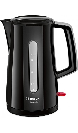 Bosch TWK3A013 CompactClass kabelloser Wasserkocher schnelles Aufheizen Wasserstandsanzeige beidseitig Überhitzungsschutz 1,7 L 2400 W schwarz - B00B6GAO1W9