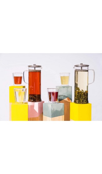P & T Cylinder Pot Hitzebeständige Borosilikatglas Teekanne modernes Design für heiß und kalt gebrauten Tee groß 1.000ml 33.8oz - B07DKBB153L