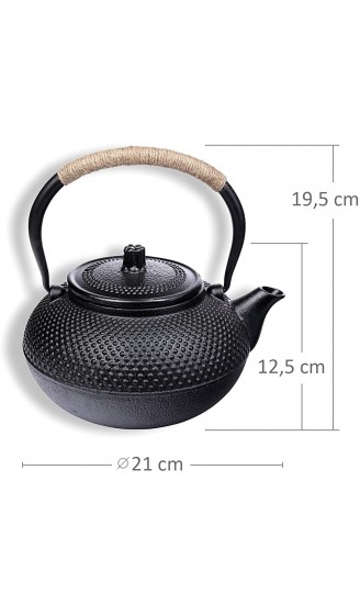 Schramm® Gusseisen Teekanne 1500ml emailliert Asiatische Tee Kanne Kannen Teekessel Japanischer Stil inkl.Teesieb schwarz Noppenstruktur - B081V4NW48T