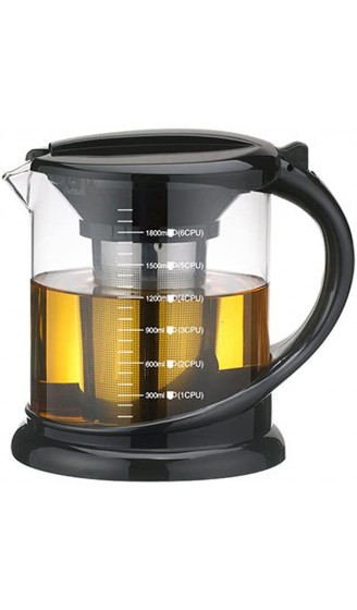 TAMUME 1000ML Schwarz Dauerhaft Glas-Teekessel mit Teekanne-Schutz und Edelstahl-Sieb Geeignet für Tee-Brauen 1000ml schwarz - B06XB7X6JBJ