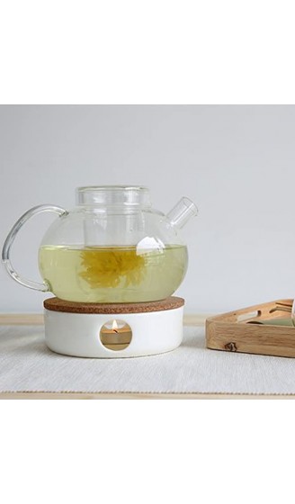TEASOUL Sehr eleganter Teekannenwärmer in Porzellan mit Korkständer. Die perfekte Unterstützung um Deine Teekanne Immer warm zu halten weiß 15 cm - B06XKJKS72J