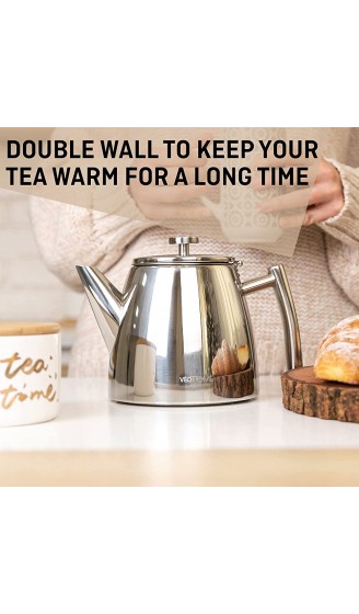 Teekanne aus Edelstahl mit Teesieb 500 ml hält dank doppelwandiger Doppelwand Wärme - B09KV4L65N6