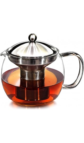 Willow & Everett Teekanne mit Siebeinsatz 1,2 Liter 3-4 Tassen Glas-Teebereiter mit Edelstahlsieb für volles Teearoma Für Mikrowelle & Herd - B01BRVAZU0V