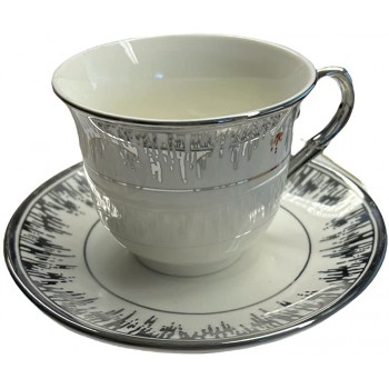 12-Teiliges Kaffeeset aus Porzellan mit Untertassen Kaffee Tasse Marmor Look Gold Umrandung YX02C - B09RX3LG4VN