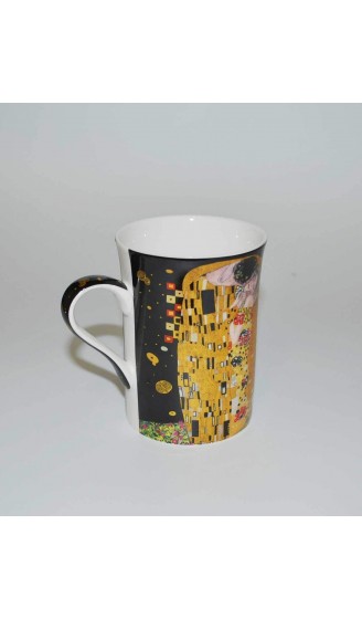 Atelier Harmony Gustav Klimt Tee- Kaffeetassenset 4teilig 2Tassen 2Löffel Der Kuss Porzellan mit Geschenkbox Schwarz - B07QT7VK9SF