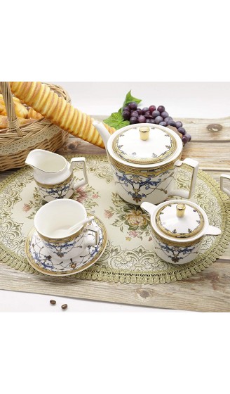 fanquare 15 Stück Englische Keramik Tee-Sets Porzellan Kaffeeservice Teekanne Tassen &Passenden Löffel Nachmittags Teeservice Kaffee Set - B083QFJCCQ6