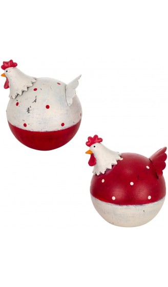 Set mit 2 Hühner in Rot und Weiß Vice und Versa Metalltiere Höhe 13 cm - B09R4PY4GSM