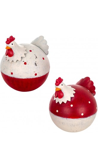Set mit 2 Hühner in Rot und Weiß Vice und Versa Metalltiere Höhe 13 cm - B09R4PY4GSM