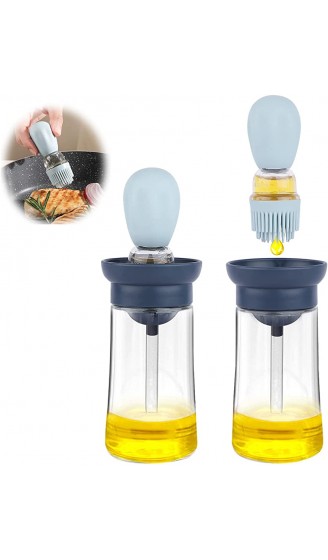 FARI Glas Olivenöl Spenderflasche mit Silikonbürste 2 in 1 für Küche Kochen Braten Backen Grillen Pfannkuchen 1 blau - B09T714SG5B