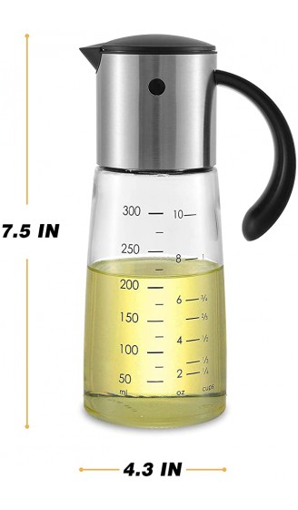Vevouk Ölflasche 300ml aus Edelstahl und Glas mit Automatischer Klappe Auslaufsicher Tropffrei und Spülmaschinenfest Essig- Öl-Spender Glasspender - B098T52C4JK