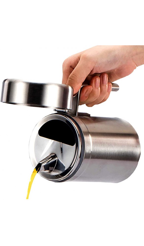 WIN&JLCZ Olivenölspender Töpfe mit Staubschutzhülle für die Küche Kochen 304 Edelstahl Ölflaschenspender Ölkanne,1000ml - B09PDY5B52H