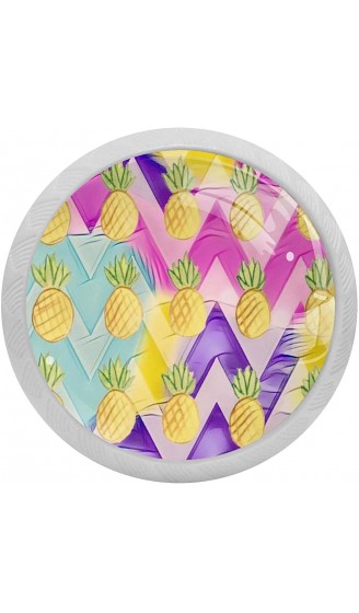 Ananas auf Regenbogenfarben Chevron leuchtet im Dunkeln Kristallglas Schrankknöpfe 4 Stück Schubladengriffe für Küchenschränke Kommode Schrank Kleiderschrank - B09W1XCN4Q4