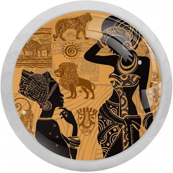 Schubladengriffe ägyptische Frau mit Tieren leuchtet im Dunkeln Kristallglas 4 Stück - B09VGTGWTZ3