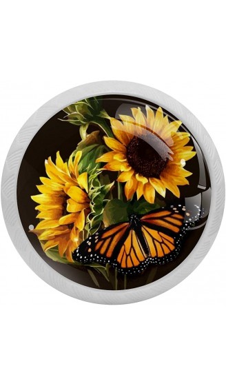 Schubladengriffe mit Sonnenblume und Schmetterling leuchtet im Dunkeln Kristallglas 4 Stück - B09VB5ZY4P7