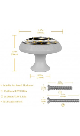 Schubladenknopf goldfarbene Anker auf schwarz-weiß gestreiftem Kristallglas ergonomisch 30 mm leuchtet im Dunkeln für Küche Kommode Schrank Kleiderschrank 4 Stück - B09VGSG448C
