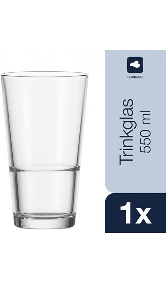 Leonardo Event Trink-Glas 1 Stück spülmaschinenfestes Longdrink-Glas Trink-Becher aus Glas im klassischen Stil Cocktail Getränke-Gläser 550 ml 010818 - B086P9VGYJK