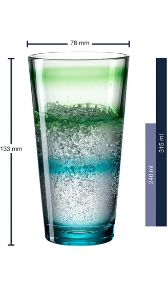 Leonardo Event Trink-Gläser 6 er Set spülmaschinenfeste Longdrink-Gläser bunte Trink-Becher aus Glas farbiges Getränke-Set 6 Stück 315 ml 023781 - B097MZGBXV9