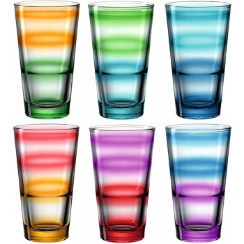 Leonardo Event Trink-Gläser 6 er Set spülmaschinenfeste Longdrink-Gläser bunte Trink-Becher aus Glas farbiges Getränke-Set 6 Stück 315 ml 023781 - B097MZGBXV9