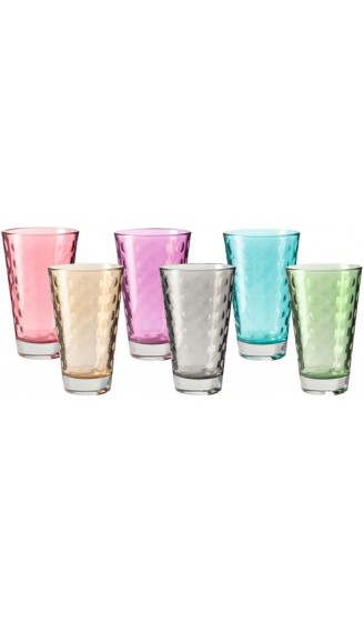 Leonardo Optic Trink-Gläser 6er Set buntes Gläser-Set mit Muster spülmaschinengeeignete Saft-Gläser Glas Trink-Becher in 6 Farben 300ml Bunt 047283 - B01M0H0W1P4