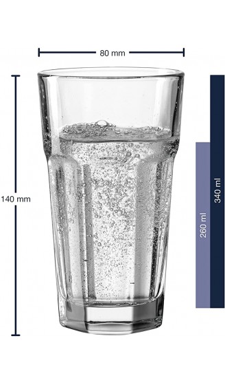 Leonardo Rock Trink-Gläser 6er Set spülmaschinenfeste Longdrink-Gläser Trink-Becher aus Glas im klassischen Stil Getränke-Set 340 ml 013381 - B0009WPNVUQ