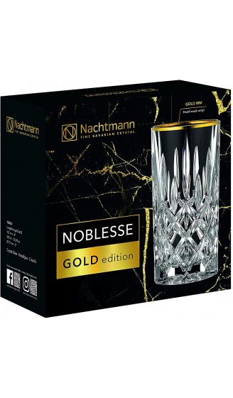 Spiegelau & Nachtmann 2-teiliges Longdrink Set Longdrinkglas mit Goldrand Kristallglas 375 ml Noblesse Gold Edition 104031 Durchsichtig - B09DQ983GNW