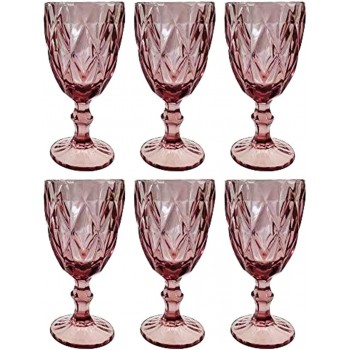 Vintage 6 Teile Set Rombus König Weinglas Glas Gläser Weingläser Wasserglas Longdrinkglas lila - B01G4ZD22WB