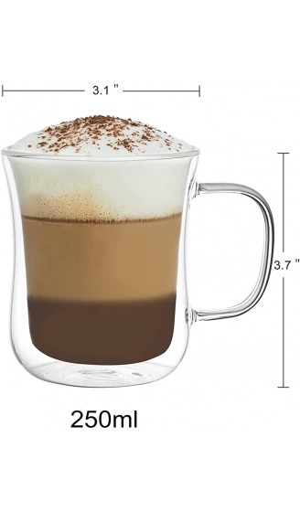 250ml Doppelwandige kaffeegläser mit Henkel 2er Set thermogläser doppelwandig ​- Kaffetassen Glas mit Löffel für Latte Espresso Cappuccino Tee - B0936HF7FLJ