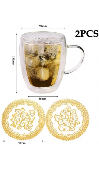 2er Doppelwandiges Teeglas Kaffeetassen mit Henkel und Untersetzer Set aus Gläser doppelwandigen Thermogläser hitzebeständiges Trinkgläser aus Glas für Tee oder Kaffee Hoher Borosilikat Becher 350ml - B08YYHB987L