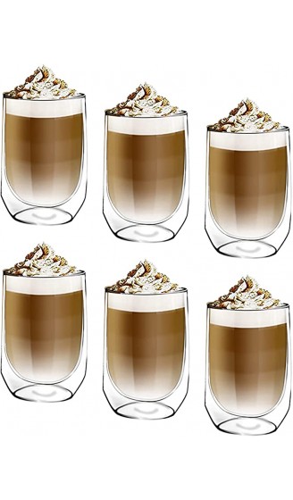[6-Stück,350ml] DESIGN•MASTER Doppelwandige Latte Macchiato Gläser Thermoglas Kaffeeglas Teeglas Borosilikatglas perfekt für Latte Cappuccino Americano Tee und Getränke. - B08PKJZY4XS