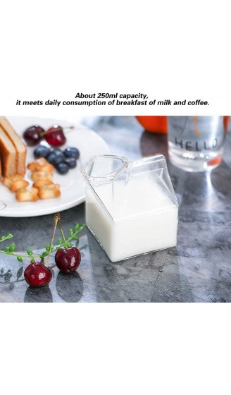 Agatige 250ml Milchglasbecher Kawaii klare Milchkarton Wasserflasche Kaffeebecher für Home-Office 2,8 x 2,8 x 4,1 Zoll - B08GZG6S2KG