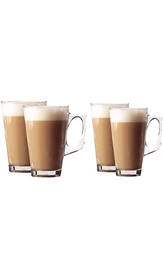 Cafe Gläser 4 Stück Latte 240ml Kaffeebecher Set 4 Cappuccino Espresso Tassen mit Griff für Milch Tee Eis heiße Schokolade Getränke Hitzebeständig Glas Klar Große Getränkebecher Geschenkbox - B09H5VDNSLK