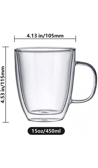COLOCUP 2-teiliges Gläser-Set  großes Thermoglas doppelwandig aus Borosilikatglas Kaffeegläser Teegläser Latte Gläser Doppelwandgläser 0,45 liters transparent - B096XDBXW4F
