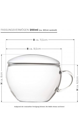 Creano 2er-Set Teeglas mit Deckel praktisch für ErblühTeelini oder Teebeutel Latte Macchiato Kaffee | 200ml - B07B5ZM7H4A
