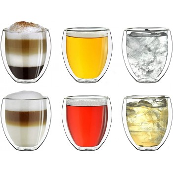 Creano doppelwandige Gläser 250ml „DG-Bauchig“ 6er Set großes Thermoglas doppelwandig aus Borosilikatglas Kaffeegläser Teegläser Latte Gläser Doppelwandgläser - B01M6ZEB5V2