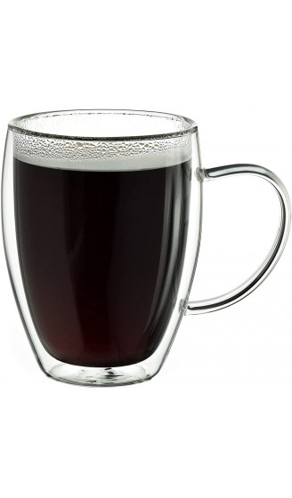 Creano doppelwandiges Thermoglas mit Henkel 400ml großes Doppelwandglas aus Borosilikatglas Kaffeegläser Teegläser Latte Gläser 2er Set - B08HSFWTWDU
