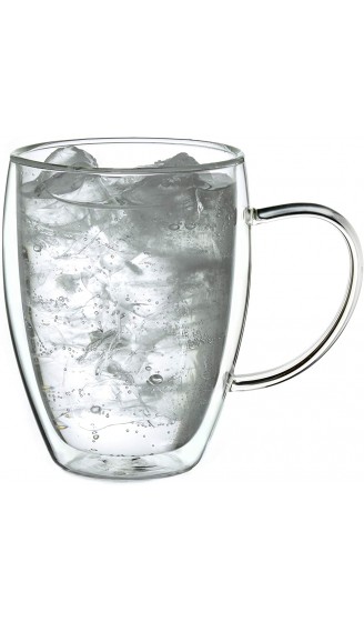 Creano doppelwandiges Thermoglas mit Henkel 400ml großes Doppelwandglas aus Borosilikatglas Kaffeegläser Teegläser Latte Gläser 2er Set - B08HSFWTWDU